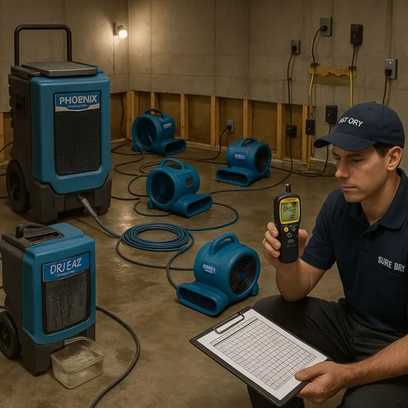 Structural Drying and Dehumidification process in Harlingen, TX